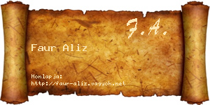 Faur Aliz névjegykártya